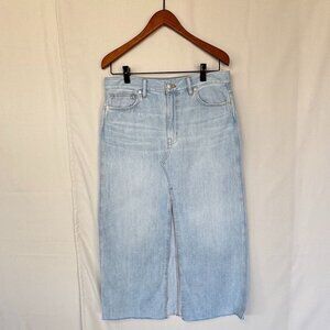 Madewell The Rilee Denim Fitzgerald Ultra Light Wash Midi Skirt Size 30
